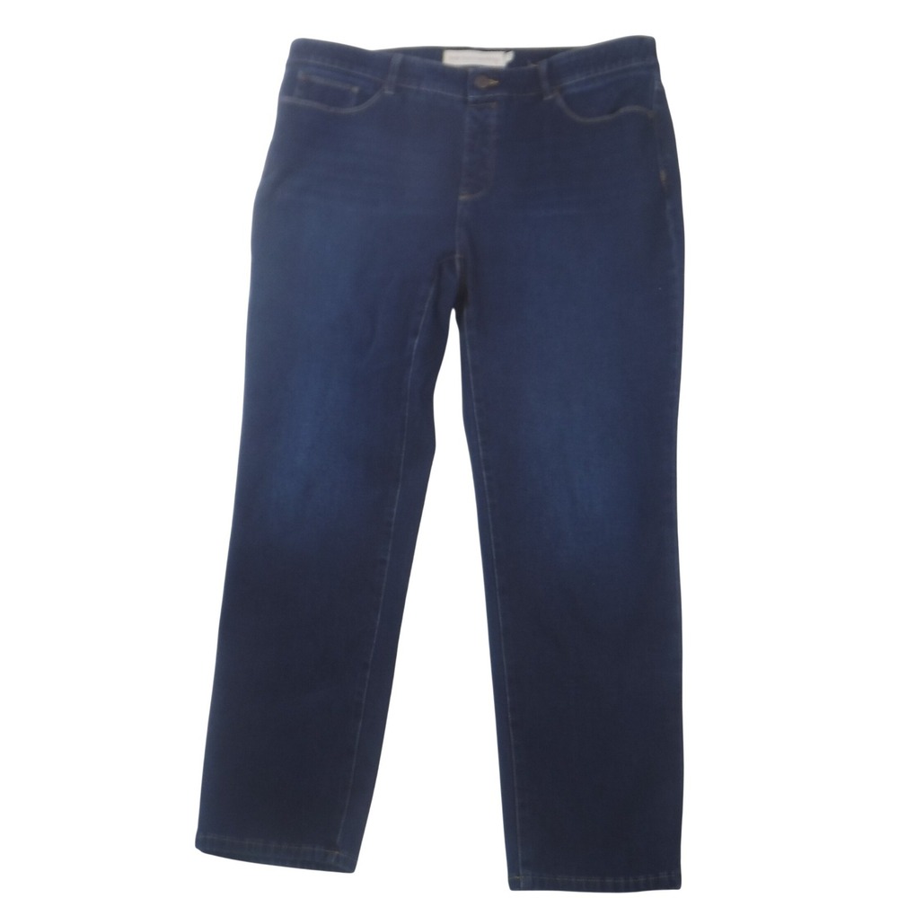 Soft Surroundings Womens 1X Dark Wash Straight Leg High Rise Denim Jeans Blue